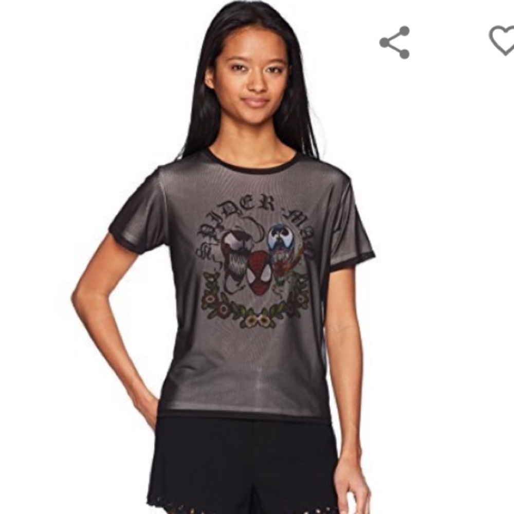 Marvel mesh overlay T-shirt SpiderMan black size S